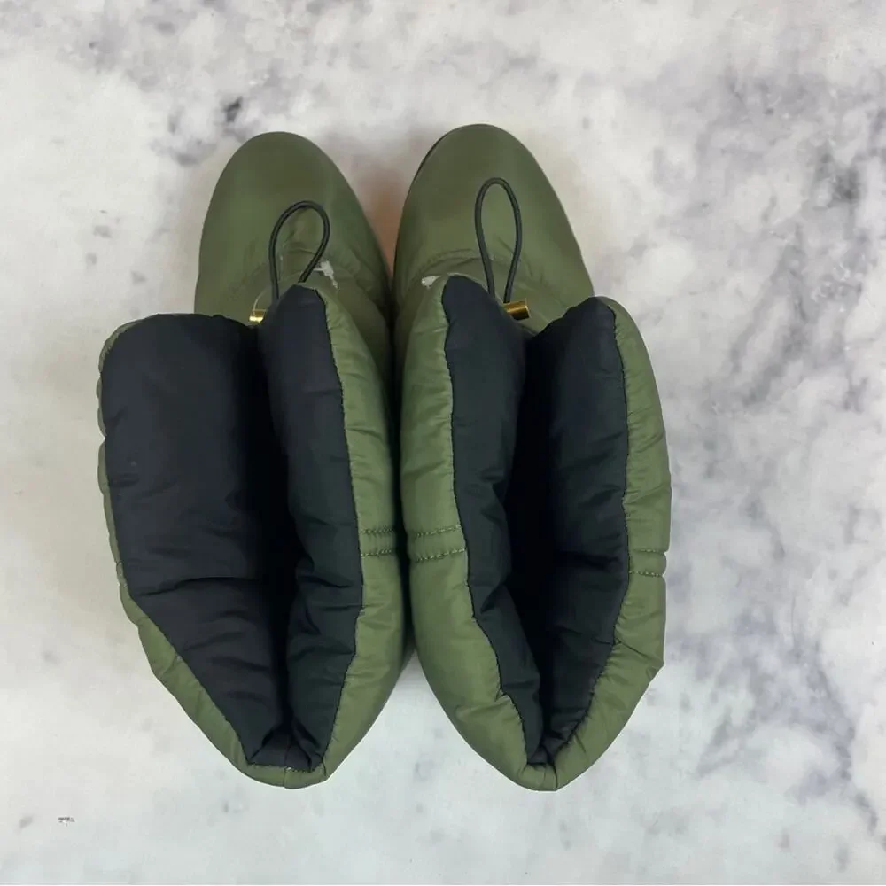 J. Crew Elsa Puffer Snow Boots Olive Green Primaloft Winter Booties NWOB Sz 11